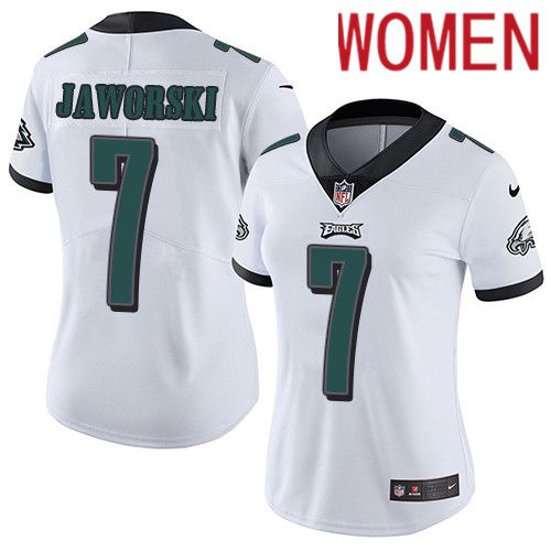 Women Philadelphia Eagles #7 Ron Jaworski Nike White Vapor Limited NFL Jersey->women nfl jersey->Women Jersey
